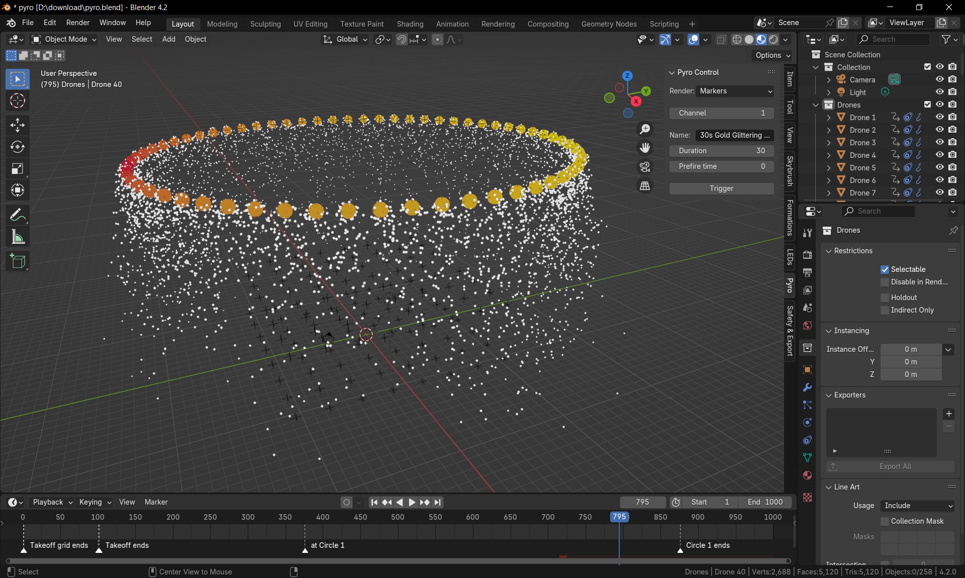 Skybrush supports pyro control