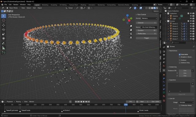 Skybrush supports pyro control